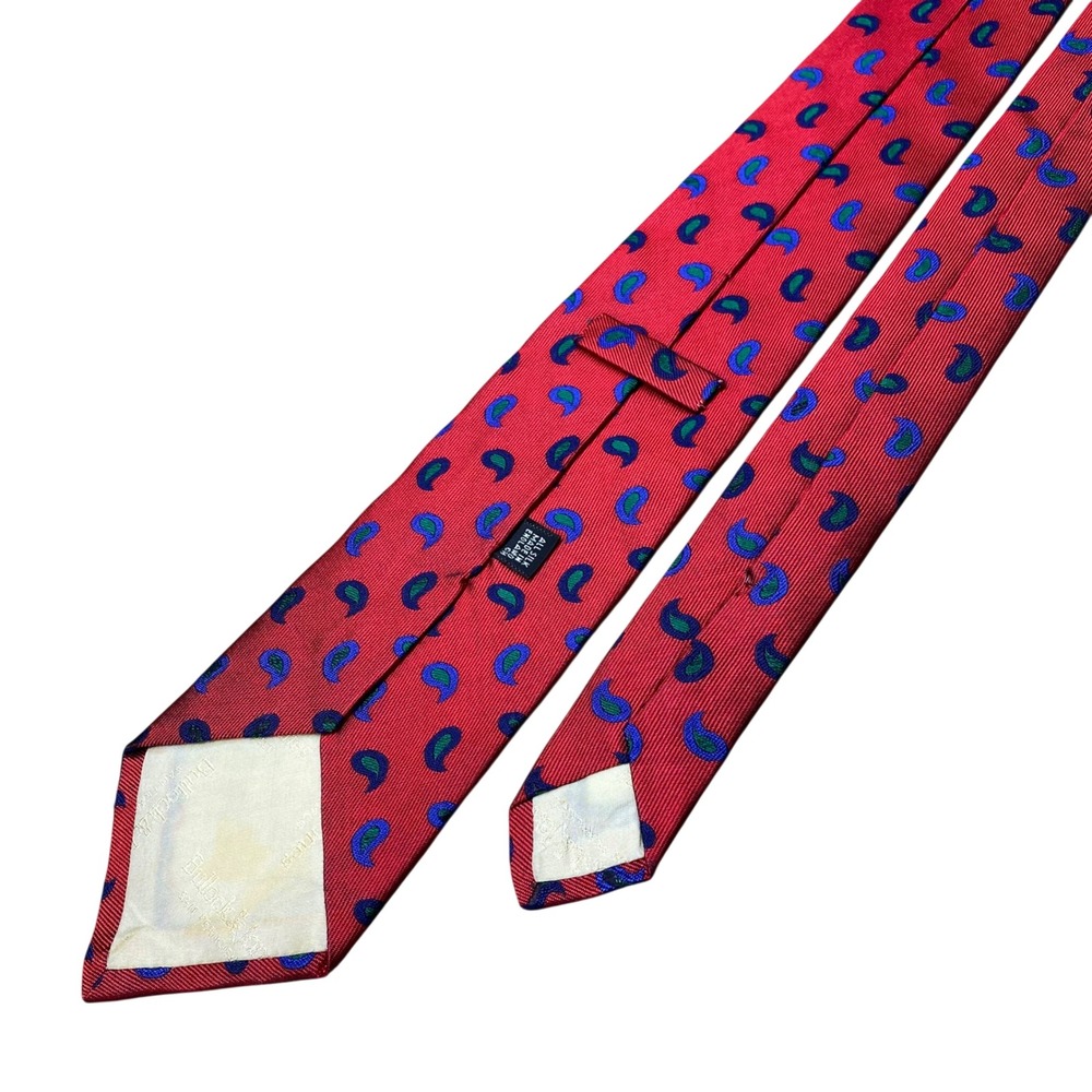 Bullock & Jones Tie Paisley Mens OS Red Silk‎ England Vintage Formal Accessory - Picture 3 of 7